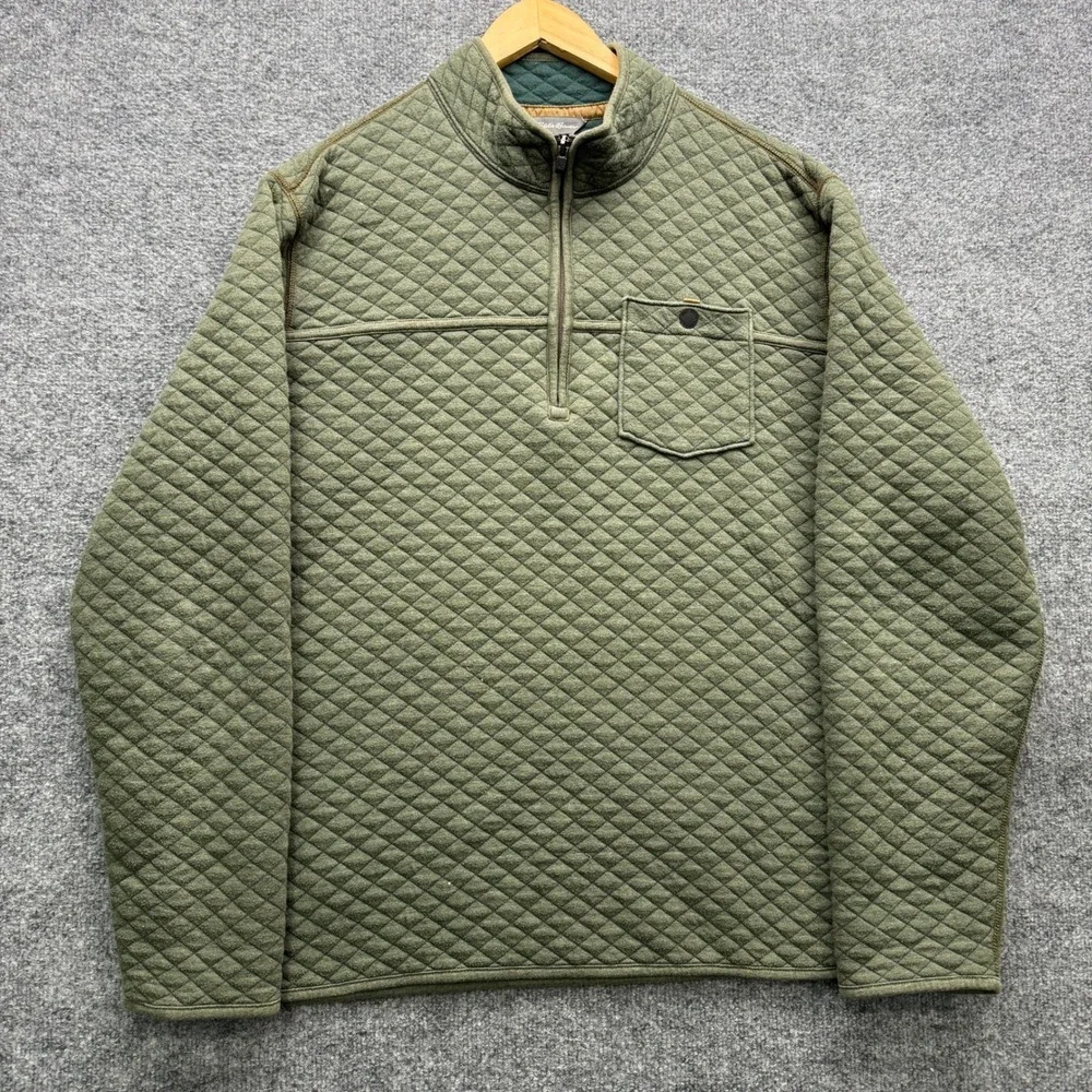 Eddie Bauer Quilted Quarter Zip Pullover Mens TXL Green Long Sleeve Outdoor‎